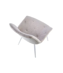 Pack de 4 sillas para cocina o comedor Marlene tapizado textil beige/blanco, 85 cm(alto)53 cm(ancho)61 cm(largo)