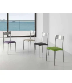 Pack de 4 sillas Rocío tapizado en polipiel verde, 41 x 47 x 86 cm (largo x ancho x alto)