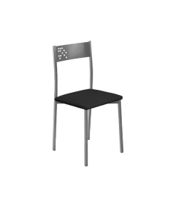 Pack de 4 sillas Rocío tapizado en polipiel negro, 41 x 47 x 86 cm (largo x ancho x alto)