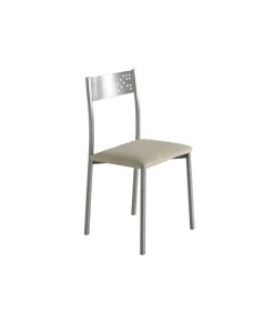 Pack de 4 sillas Rocío tapizado en polipiel beige, 41 x 47 x 86 cm (largo x ancho x alto)