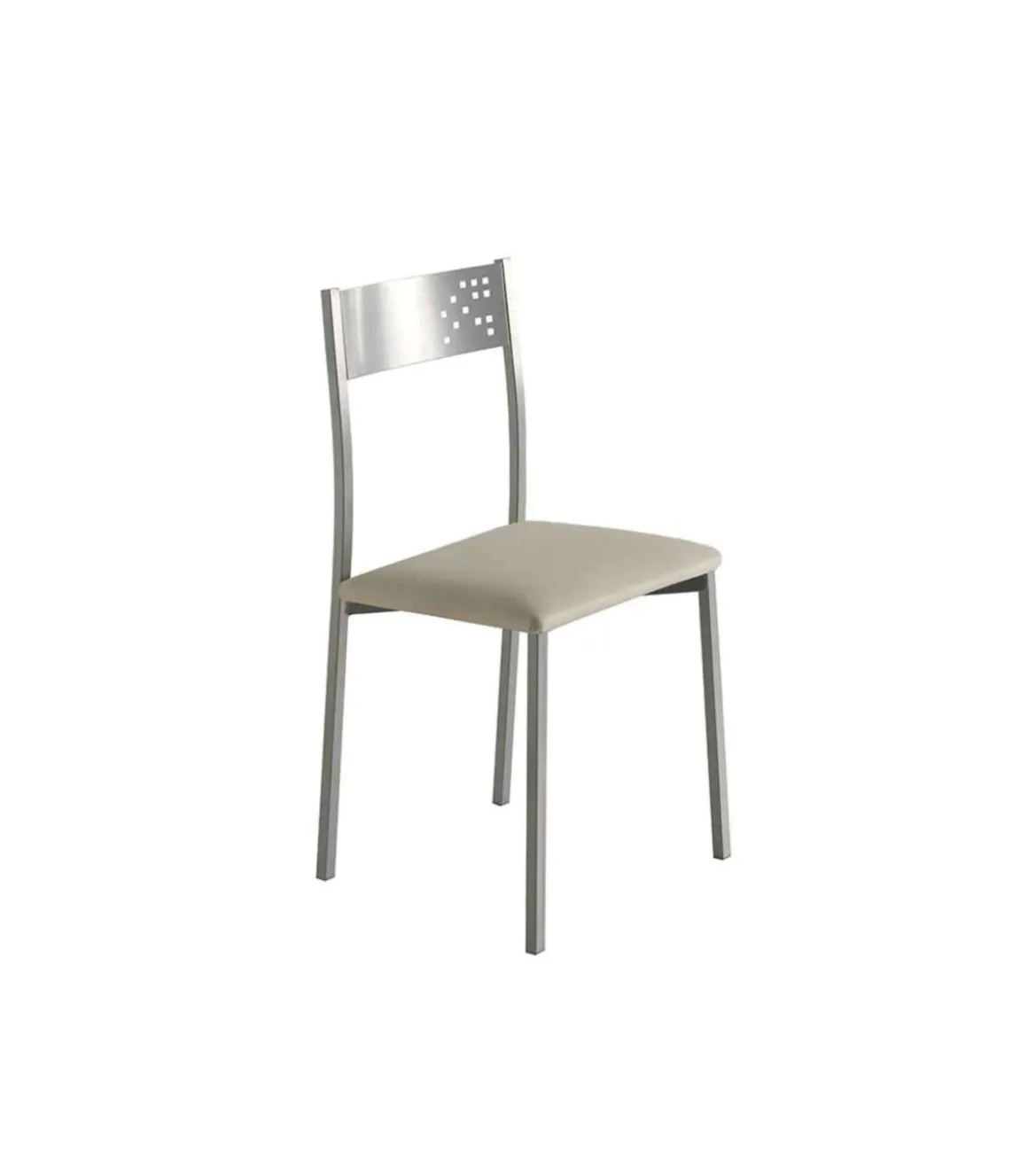 Pack de 4 sillas Rocío tapizado en polipiel beige, 41 x 47 x 86 cm (largo x ancho x alto)