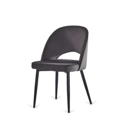 Pack de 4 sillas Teruel tela velvet en gris oscuro. 89 cm (alto) 48 cm (ancho) 48 cm (fondo)