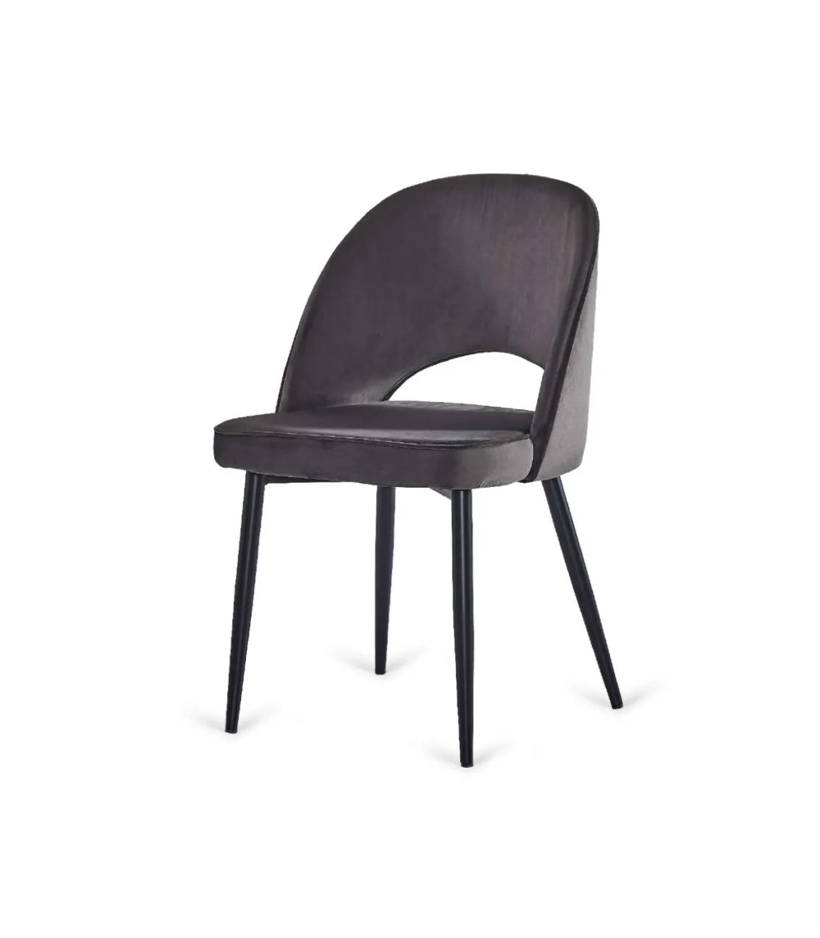Pack de 4 sillas Teruel tela velvet en gris oscuro. 89 cm (alto) 48 cm (ancho) 48 cm (fondo)