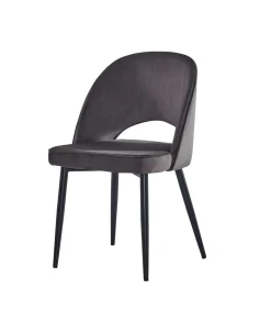 Pack de 4 sillas Teruel tela velvet en gris oscuro. 89 cm (alto) 48 cm (ancho) 48 cm (fondo)