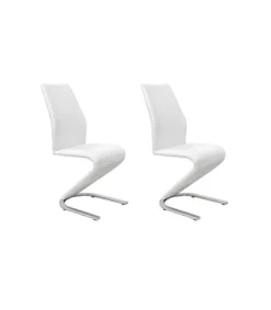 Pack de 2 sillas Unique tapizadas en tejido PU blanco, 100cm(alto) 43cm(ancho) 62cm(largo)