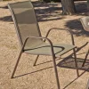 Pack de 2 Sillones acero/textilen Macao-3 apilables bronce. 94 cm(alto) 54 cm(ancho)84 cm(fondo)