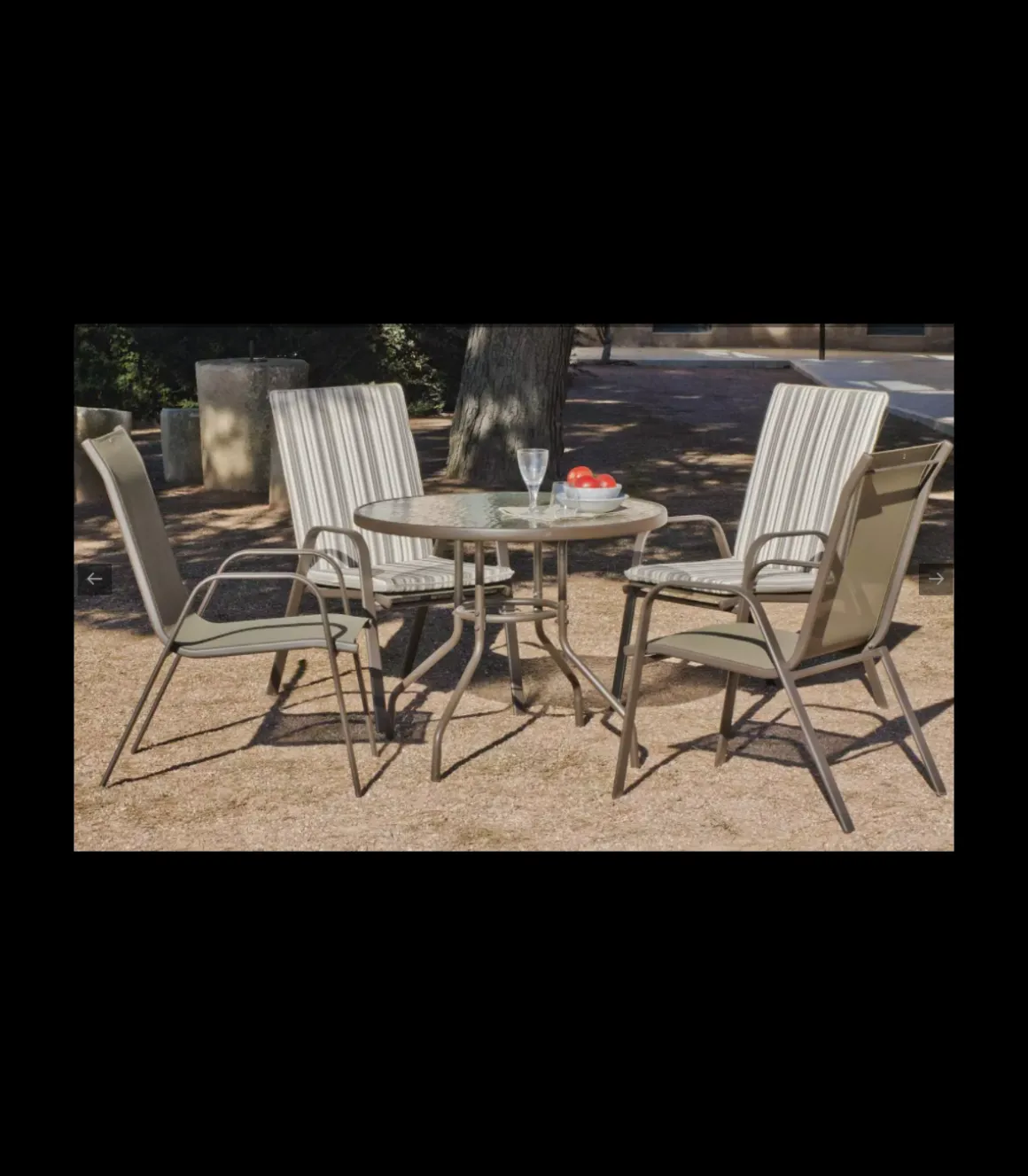Pack de 4 sillones acero/textilen Macao-3 apilables bronce. 94 cm(alto) 54 cm(ancho)84 cm(fondo)