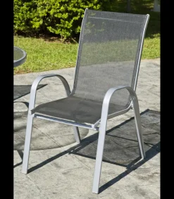 Pack de 2 sillones apilables acero/textilen Seul-3. 94 cm(alto) 54 cm(ancho)84 cm(fondo)