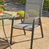 Pack de 4 sillones apilables terraza jardín Sulam-3 acero /textilen gris antracita, 94cm(alto) 54cm(ancho) 84cm(fondo)