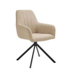 Pack de 2 sillones Gabi tapizadas en textil beige tostado, 85cm(alto) 42cm(ancho) 58cm(fondo)