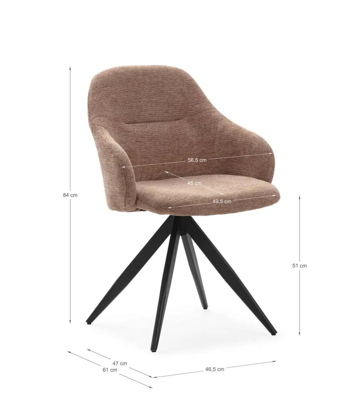 Pack de 2 sillones giratorias modelo Tamesis tapizado textil salmón, 84cm(alto) 56.5cm(ancho) 61cm(largo)