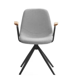 Pack de 2 sillones giratorias modelo Tajo con brazos tapizado textil gris claro, 81cm(alto) 61cm(ancho) 59cm(largo)