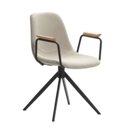 Pack de 2 sillones giratorias modelo Tajo con brazos tapizado textil beige, 81cm(alto) 61cm(ancho) 59cm(largo)