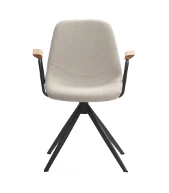 Pack de 2 sillones giratorias modelo Tajo con brazos tapizado textil beige, 81cm(alto) 61cm(ancho) 59cm(largo)