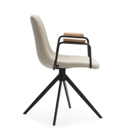 Pack de 2 sillones giratorias modelo Tajo con brazos tapizado textil beige, 81cm(alto) 61cm(ancho) 59cm(largo)