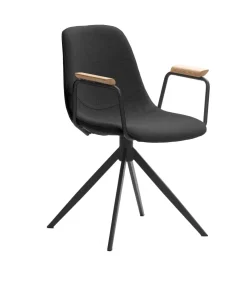 Pack de 2 sillones giratorias modelo Tajo con brazos tapizado textil negro, 81cm(alto) 61cm(ancho) 59cm(largo)