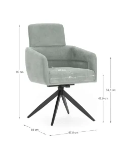Pack de 2 sillones giratorios modelo Maggie tapizado textil turquesa, 93cm(alto) 58cm(ancho) 63cm(largo)
