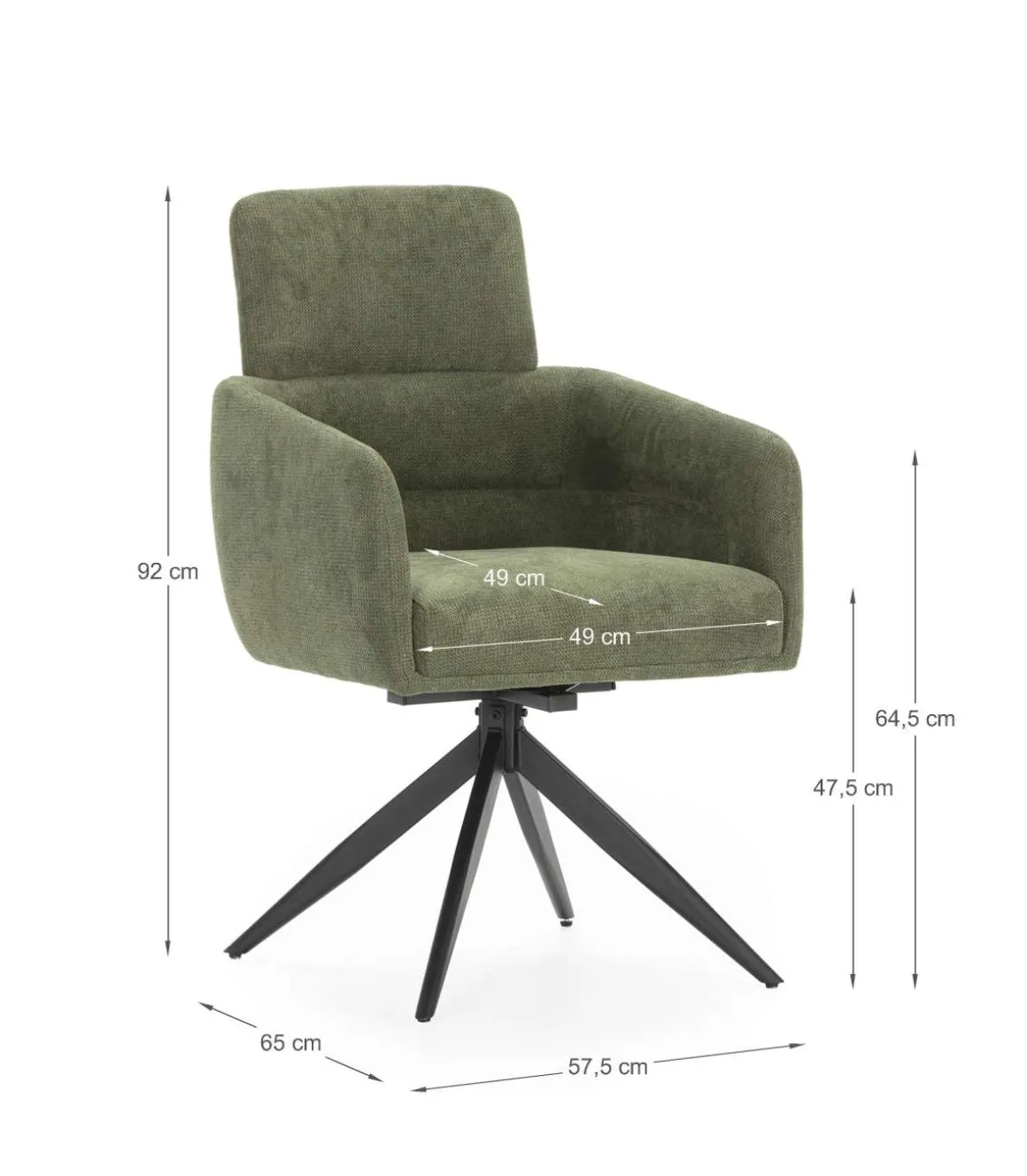 Pack de 2 sillones giratorios modelo Maggie tapizado textil verde, 93cm(alto) 58cm(ancho) 63cm(largo)
