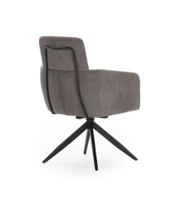 Pack de 2 sillones giratorios modelo Maggie tapizado textil gris oscuro, 93cm(alto) 58cm(ancho) 63cm(largo)
