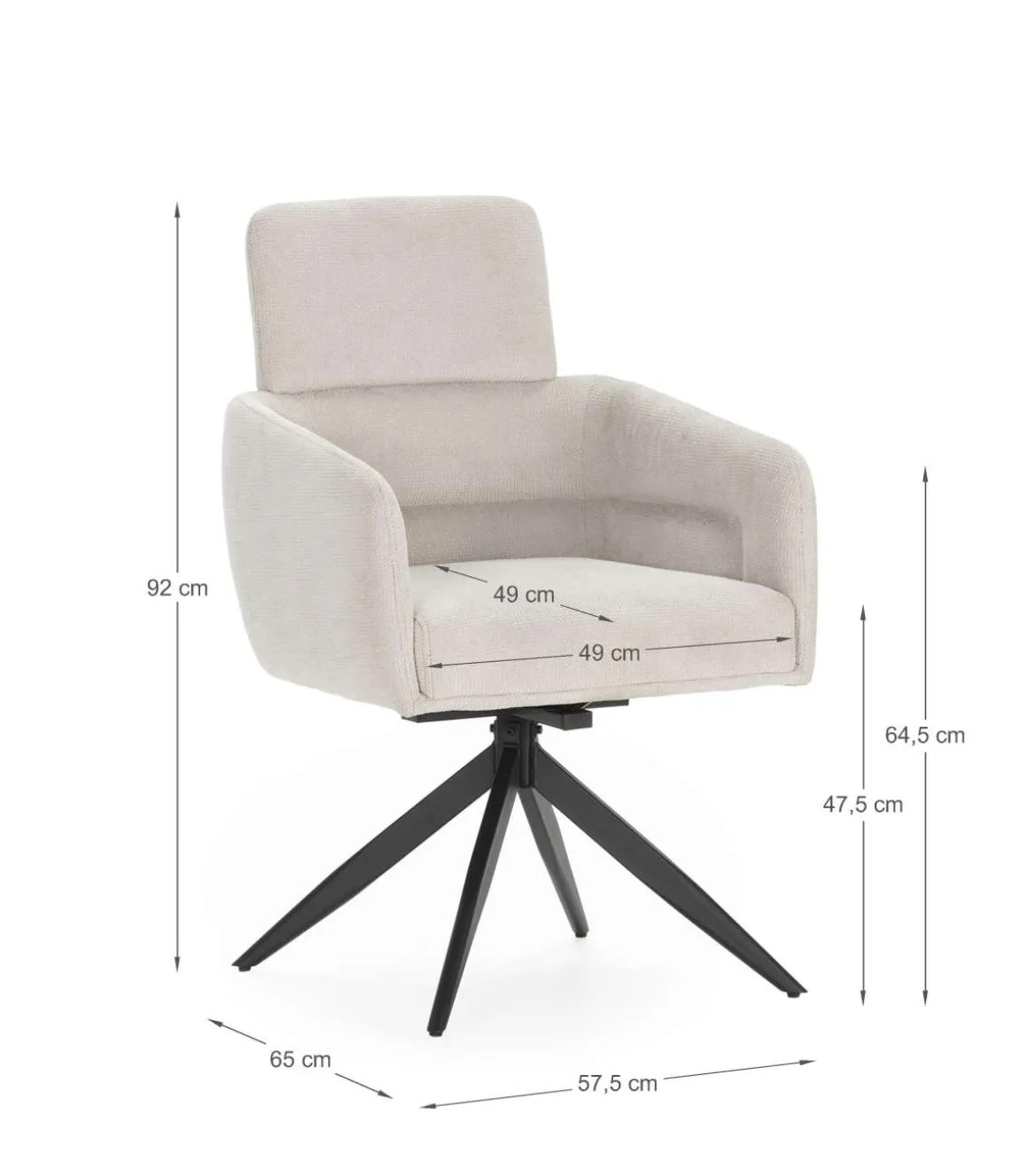 Pack de 2 sillones giratorios modelo Maggie tapizado textil gris claro, 93cm(alto) 58cm(ancho) 63cm(largo)