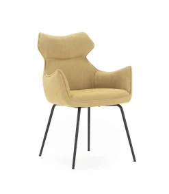 Pack de 2 sillones modelo Dimitri tapizado textil mostaza, 90cm(alto) 60cm(ancho) 65cm(largo)