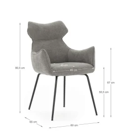 Pack de 2 sillones modelo Dimitri tapizado textil gris, 90cm(alto) 60cm(ancho) 65cm(largo)