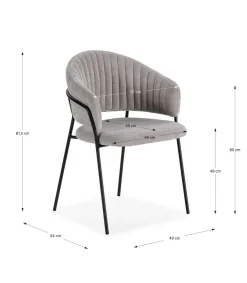 Pack de 2 sillones modelo Lidia tapizado textil gris claro, 81.5cm(alto) 54cm(ancho) 57cm(largo)