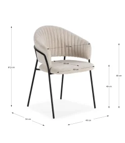 Pack de 2 sillones modelo Lidia tapizado textil blanco, 81.5cm(alto) 54cm(ancho) 57cm(largo)