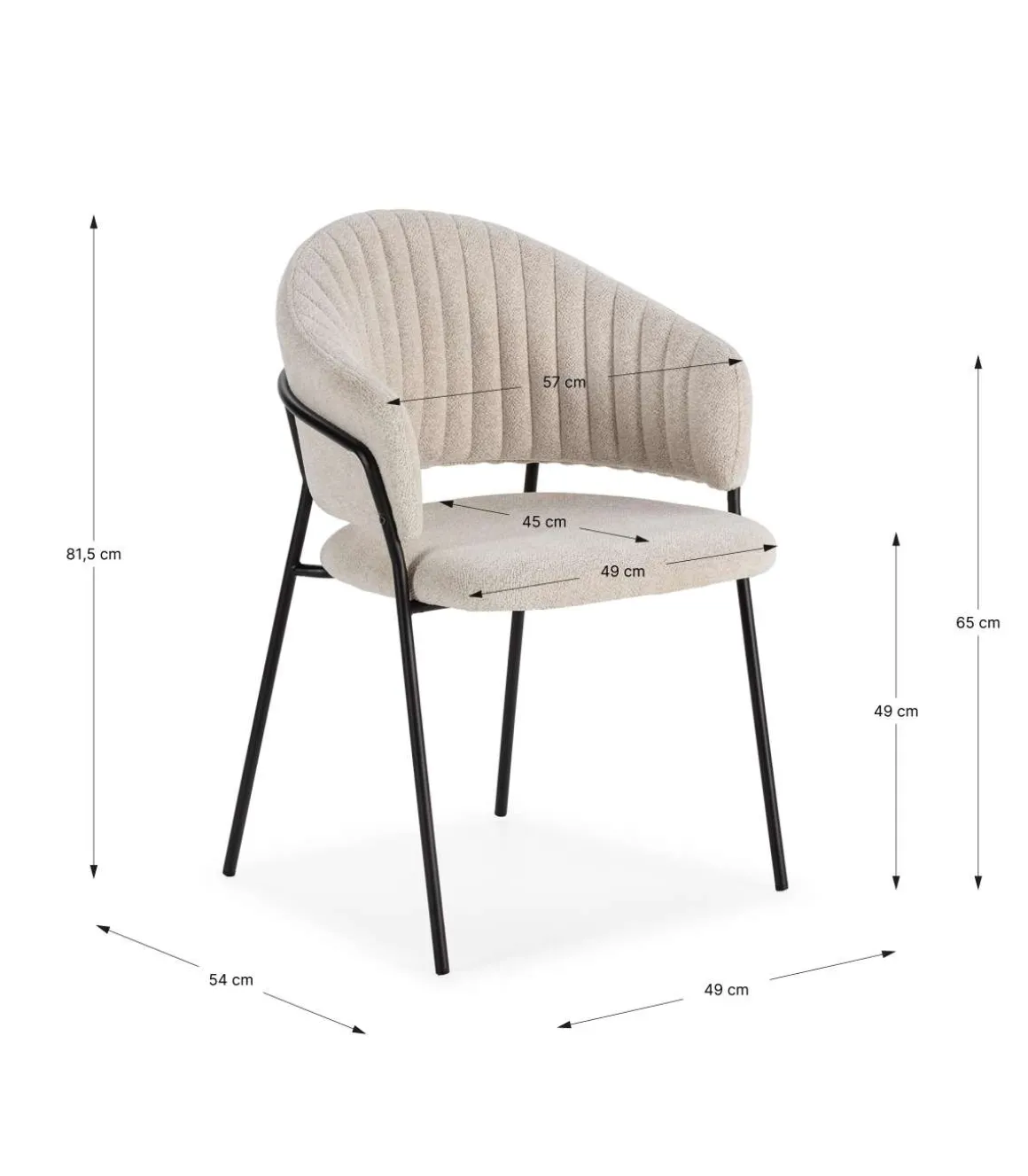 Pack de 2 sillones modelo Lidia tapizado textil blanco, 81.5cm(alto) 54cm(ancho) 57cm(largo)