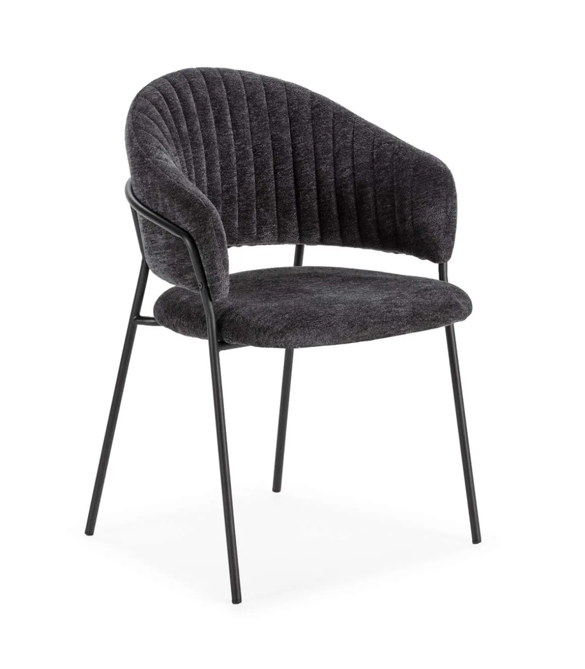 Pack de 2 sillones modelo Lidia tapizado textil gris oscuro, 81.5cm(alto) 54cm(ancho) 57cm(largo)