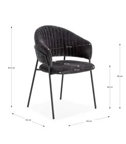 Pack de 2 sillones modelo Lidia tapizado textil gris oscuro, 81.5cm(alto) 54cm(ancho) 57cm(largo)