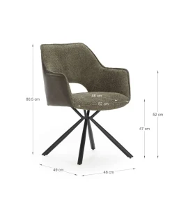 Pack de 2 sillones modelo Oliver tapizado textil verde, 81cm(alto) 60cm(ancho) 62cm(largo)