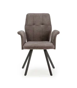 Pack de 2 sillones para comedor Marcos tapizado textil gris oscuro, 89cm(alto) 62cm(ancho) 60cm(fondo)
