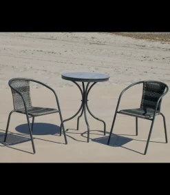 Pack de 2 sillones terraza jardín Santana-3 acero/huitex 73 cm(alto) 60 cm(ancho)52 cm(fondo)