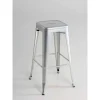 Pack de 4 taburetes de metal apilable acabado plata, 31 cm(ancho) 76.5 cm(altura) 31 cm(fondo)