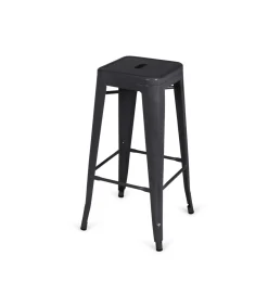 Pack de 4 taburetes de metal apilable modelo Tolix acabado negro, 31 cm(ancho) 76.5 cm(altura) 31 cm(fondo)