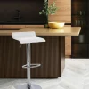 Pack de 2 taburetes elevables Agata en polipiel blanco, 38 x 39,5 x 64/85 cm (largo x ancho x alto)