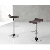 Pack de 2 taburetes elevables Agata en polipiel marrón chocolate, 38 x 39,5 x 64/85 cm (largo x ancho x alto)