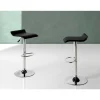 Pack de 2 taburetes elevables Agata en polipiel negro, 38 x 39,5 x 64/85 cm (largo x ancho x alto)