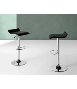 Pack de 2 taburetes elevables Agata en polipiel negro, 38 x 39,5 x 64/85 cm (largo x ancho x alto)