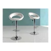Pack de 2 taburetes elevables Zoe tapizados en polipiel blanco, 53 x 47 x 80/101 cm (largo x alto x ancho)
