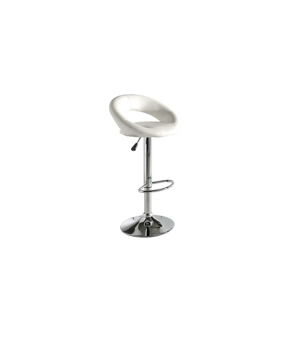 Pack de 2 taburetes elevables Zoe tapizados en polipiel blanco, 53 x 47 x 80/101 cm (largo x alto x ancho)