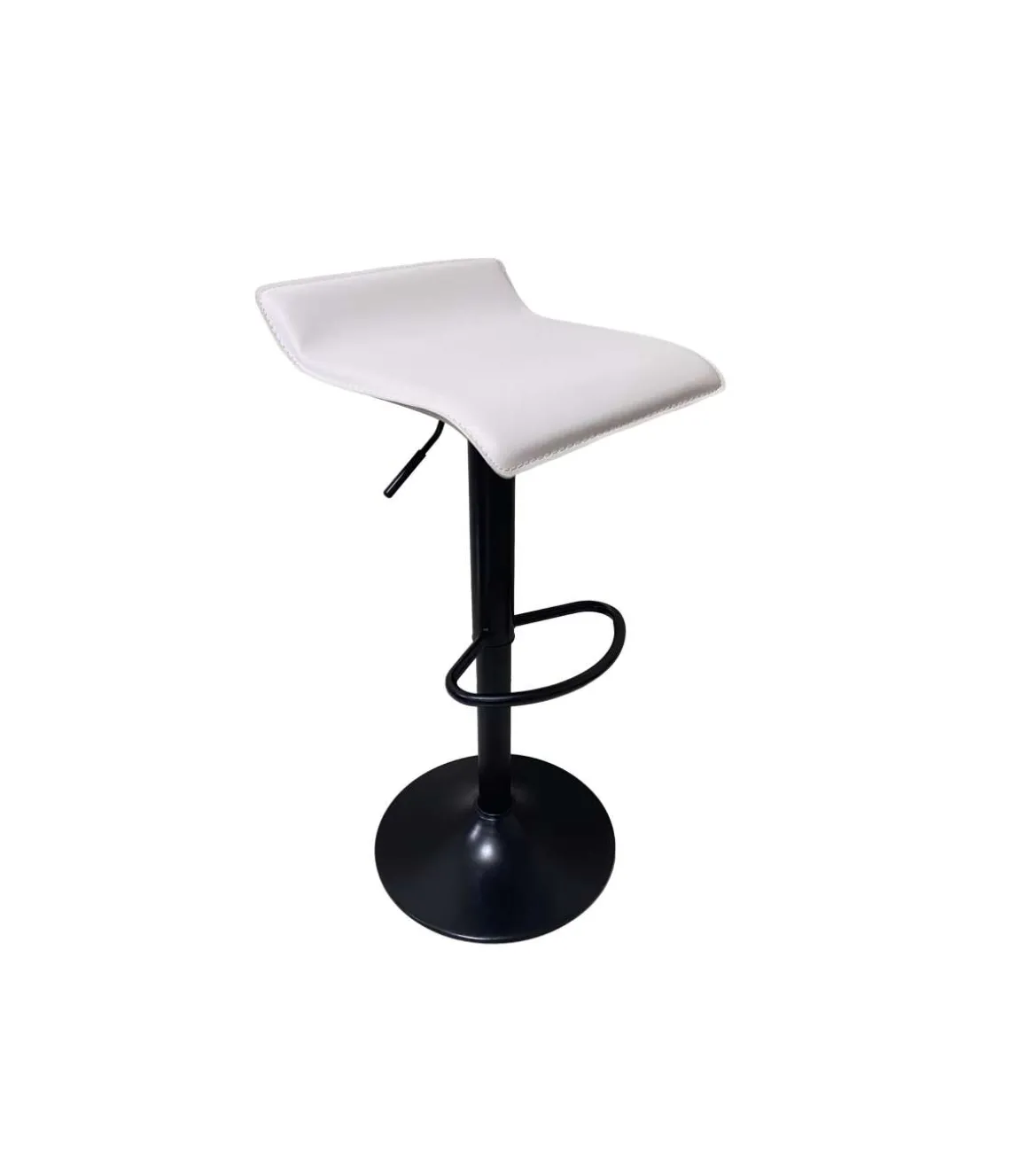 Pack de 2 taburetes regulables modelo Dalí tapizado en polipiel blanco, 40cm(ancho ) 64-74cm(altura) 38cm(fondo)