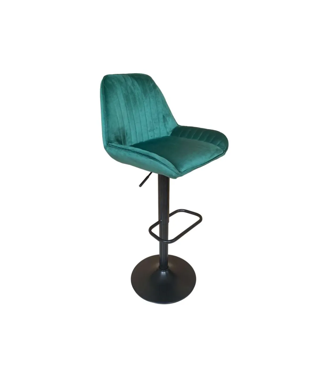 Pack de 2 taburetes regulables modelo Monet tapizado en tela velvet verde, 54cm(ancho ) 88-108cm(altura) 48cm(fondo)
