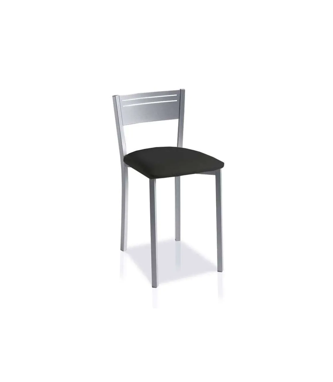 Pack de 4 taburetes respaldo bajo tapizado en polipiel negro, 69 cm(alto)36 cm(ancho)40 cm(largo)