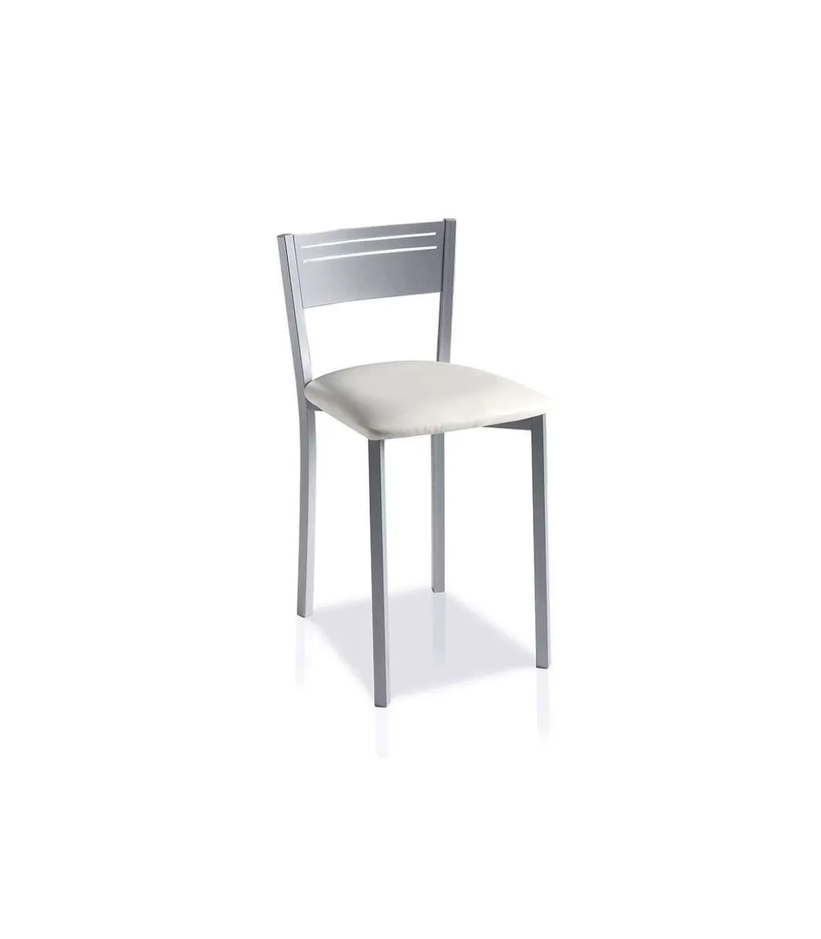 Pack de 4 taburetes respaldo bajo tapizado en polipiel blanco, 69 cm(alto)36 cm(ancho)40 cm(largo)