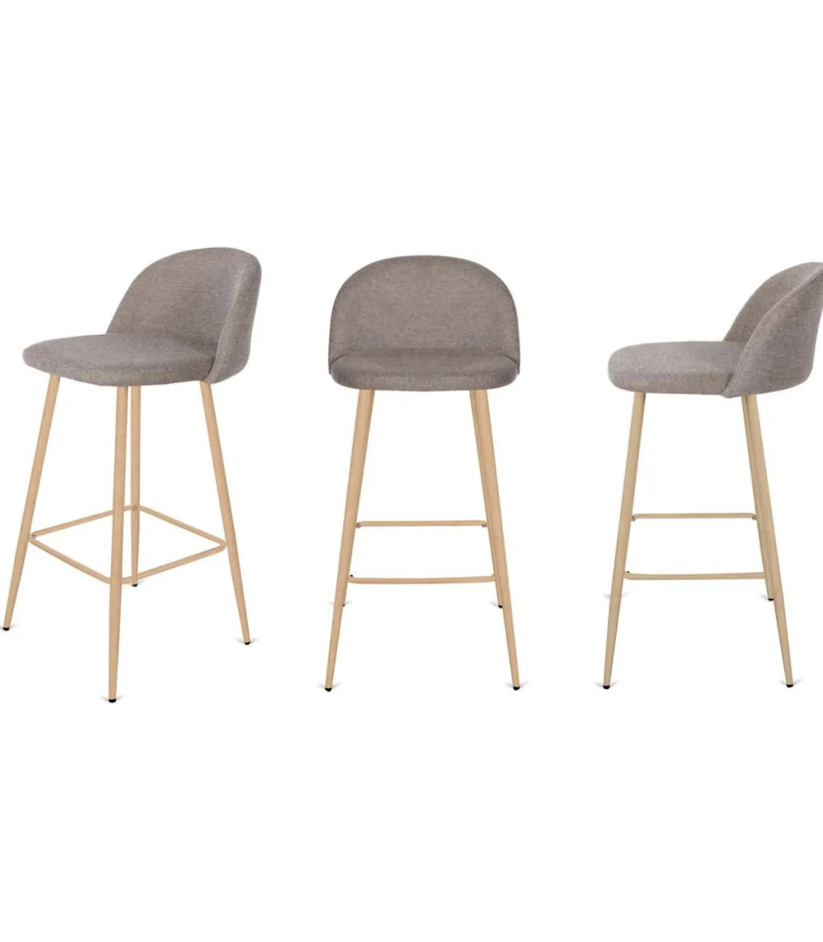 Pack de 4 taburetes tapizados Zaragoza marrón jaspeado. 84cm(alto) 45cm(ancho) 40cm(fondo)