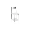 Pack 4 sillas para comedor acabado cromo tapizado polipiel blanco, 86 cm(alto)39 cm(ancho)45 cm(largo)