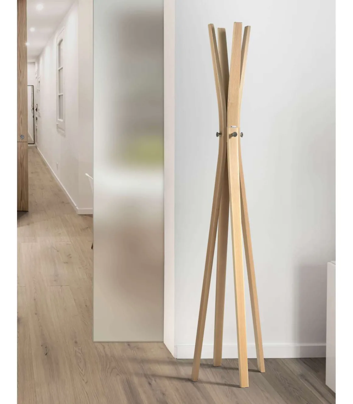 Perchero mod. 455 acabado lacado natural, 182cm(alto) 42cm(ancho) 42cm(largo)