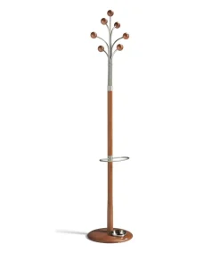 Perchero mod. 427 barato con paragüero cromo satinado lacado cerezo, 189 cm(alto)37 cm(ancho)37 cm(largo)